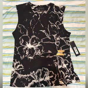 Donna Karan Black and White Abstract Tank Top